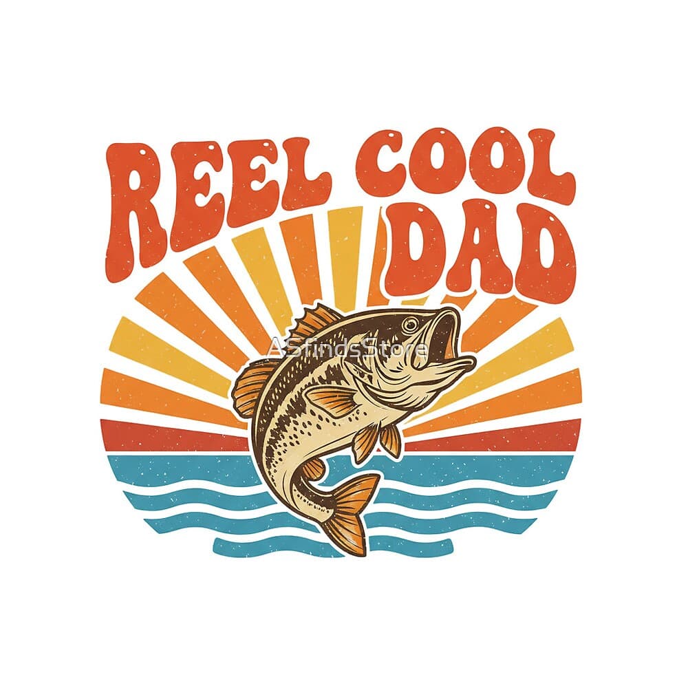 Reel Cool Dad design — a warm retro-sunset bass for fishing dads