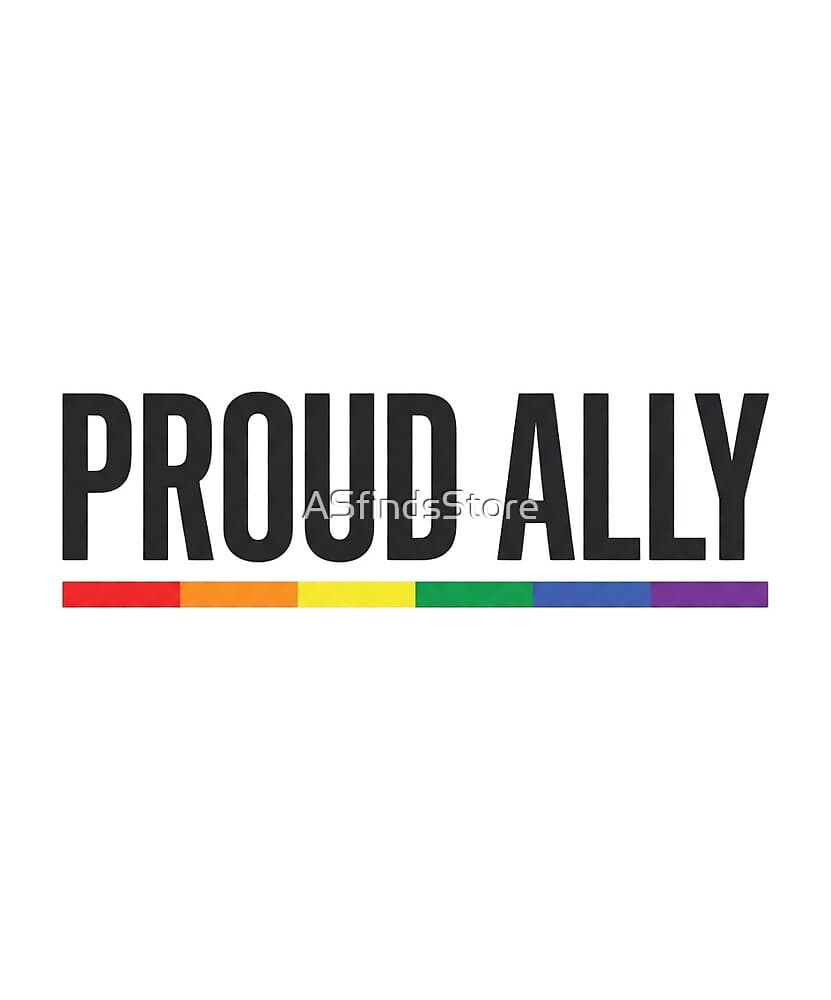 Proud Ally Rainbow design — clean minimalist rainbow stripes
